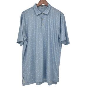 Peter Millar Large "Raise the Bar" Blue Poly/Spandex Golf Shirt Embroidered